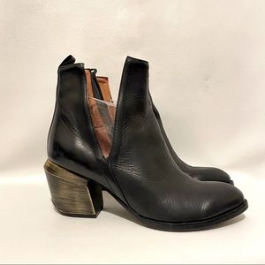 Jeffrey Campbell Women’s Sz 9.5 Orwell Brushed Metal Heeled Leather Booties